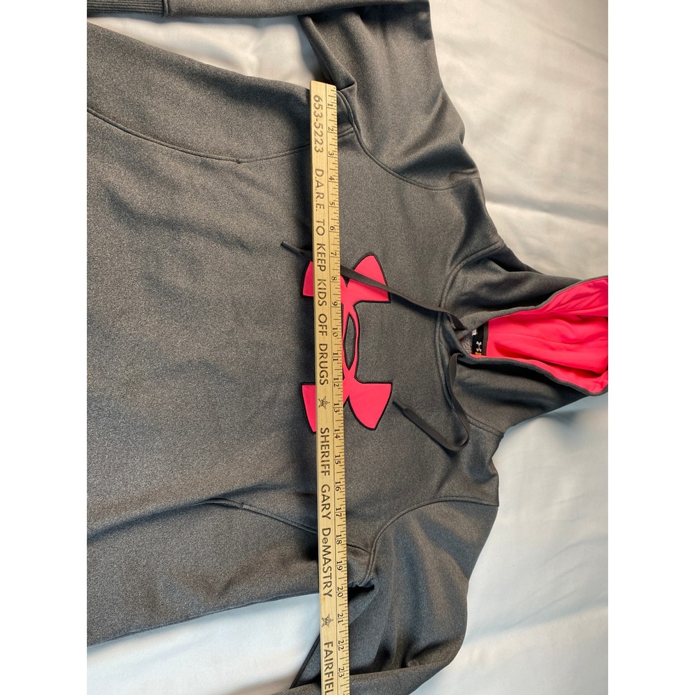 Under Armour Hoodie Women Large Gray Pink Excellent Storm Fleece Pullover - Picture 7 of 10